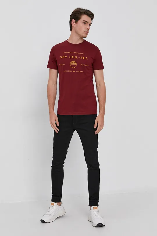 s. Oliver - Bavlnené tričko burgundské
