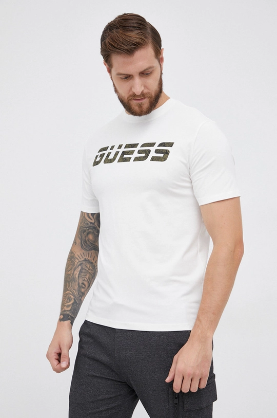 biały Guess T-shirt Męski