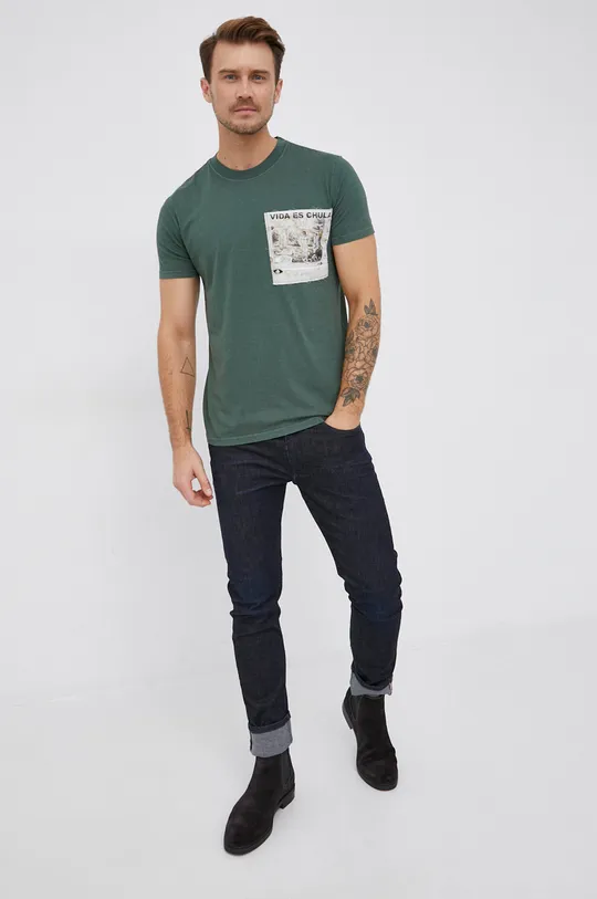 Desigual T-shirt bawełniany 21WMTK44 zielony