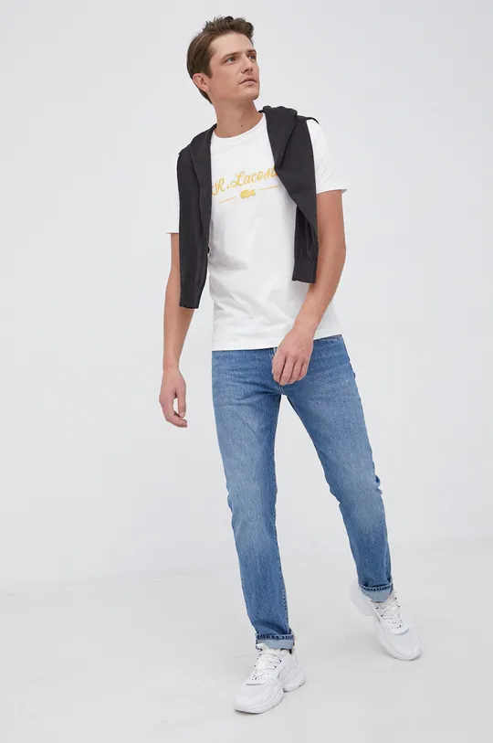 beżowy Lacoste T-shirt bawełniany TH7447 Męski