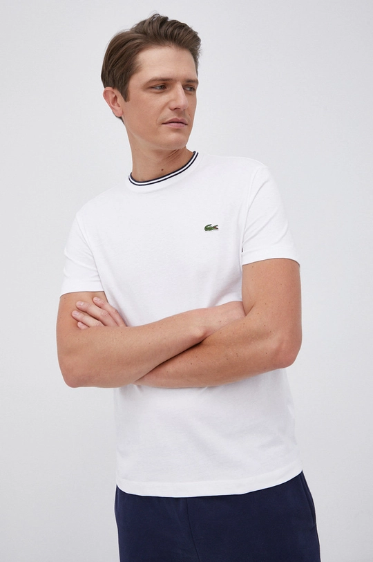 biały Lacoste t-shirt bawełniany TH7061 Męski