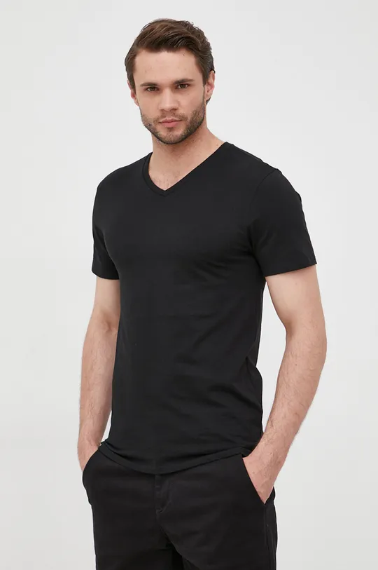 чорний Бавовняна футболка Lacoste Чоловічий