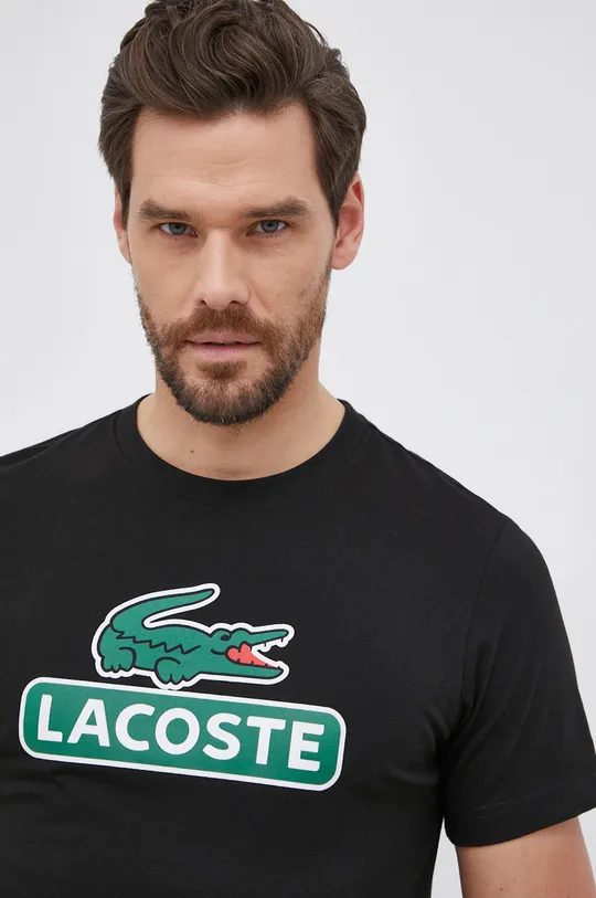 czarny Lacoste T-shirt TH6909 Męski