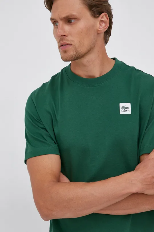 πράσινο Βαμβακερό μπλουζάκι Lacoste Ανδρικά