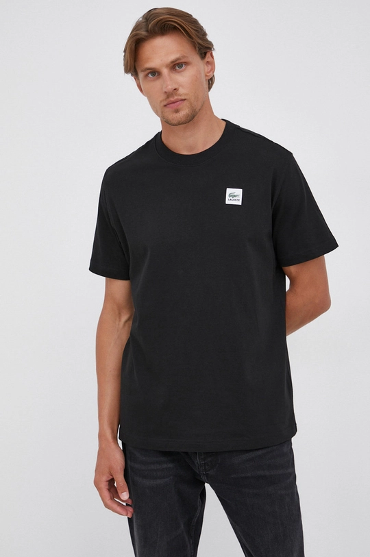 czarny Lacoste T-shirt bawełniany TH9163 Męski