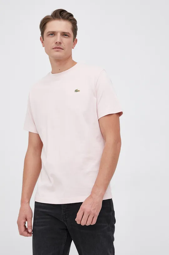różowy Lacoste T-shirt bawełniany TH9166 Męski