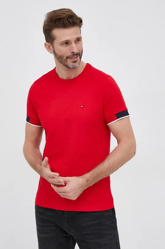 czerwony Tommy Hilfiger T-shirt bawełniany Męski