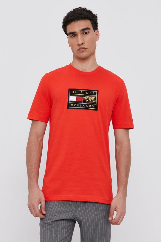 pomarańczowy Tommy Hilfiger T-shirt bawełniany Męski