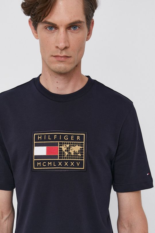 granatowy Tommy Hilfiger T-shirt bawełniany