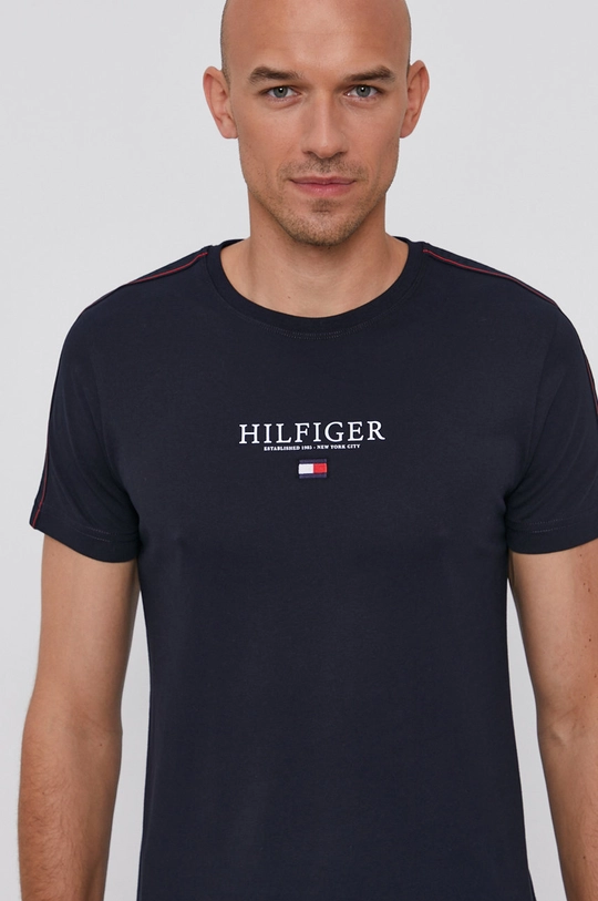 granatowy Tommy Hilfiger T-shirt bawełniany Męski