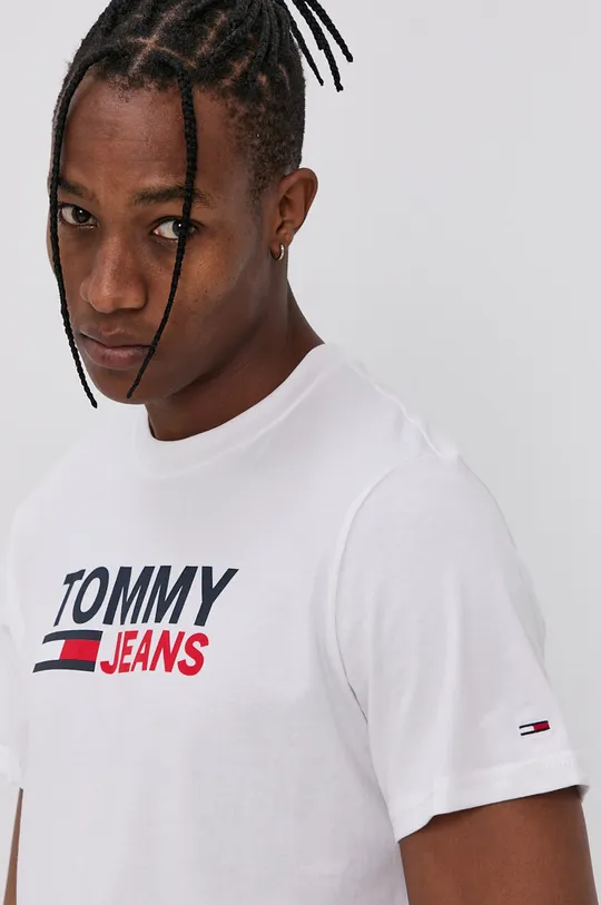 biały Tommy Jeans T-shirt bawełniany DM0DM10103.4890