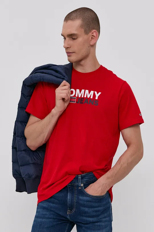 czerwony Tommy Jeans T-shirt bawełniany DM0DM10103.4890