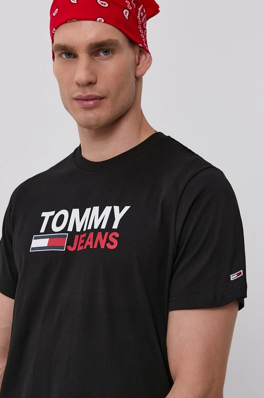 čierna Bavlnené tričko Tommy Jeans