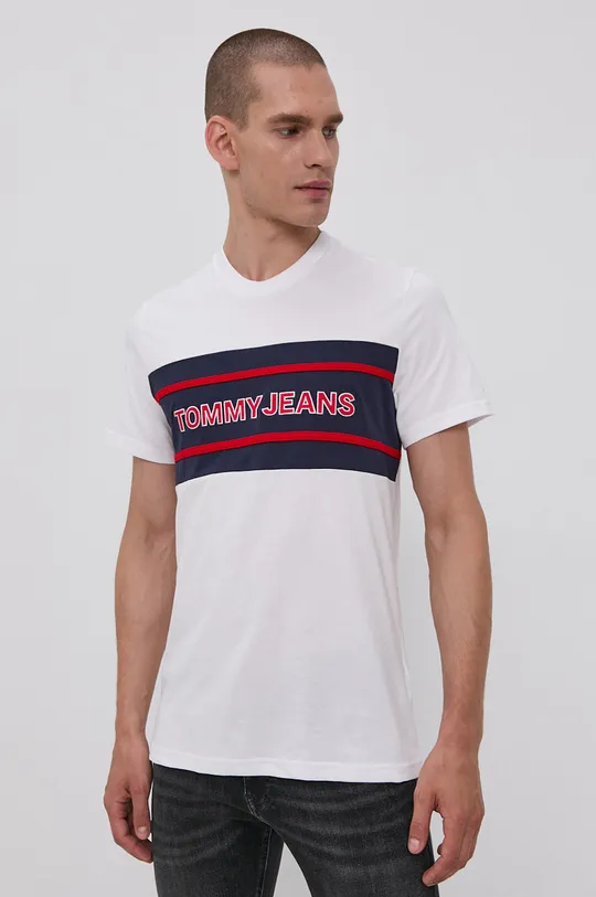 biały Tommy Jeans T-shirt bawełniany DM0DM09950.4890 Męski