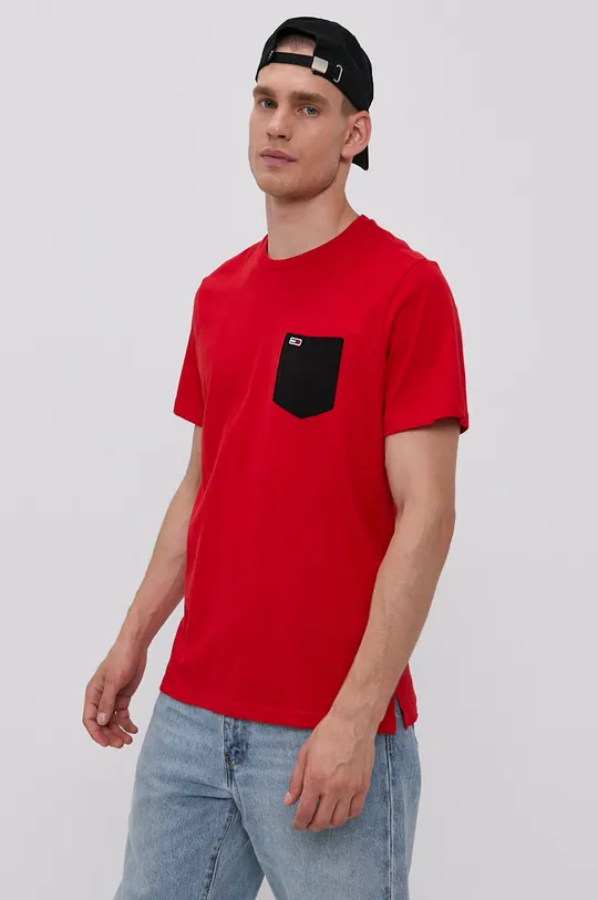 czerwony Tommy Jeans T-shirt bawełniany DM0DM10953.4890 Męski