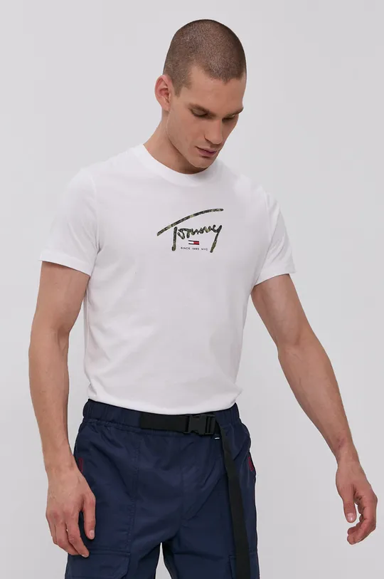 biały Tommy Jeans T-shirt bawełniany DM0DM10945.4890 Męski