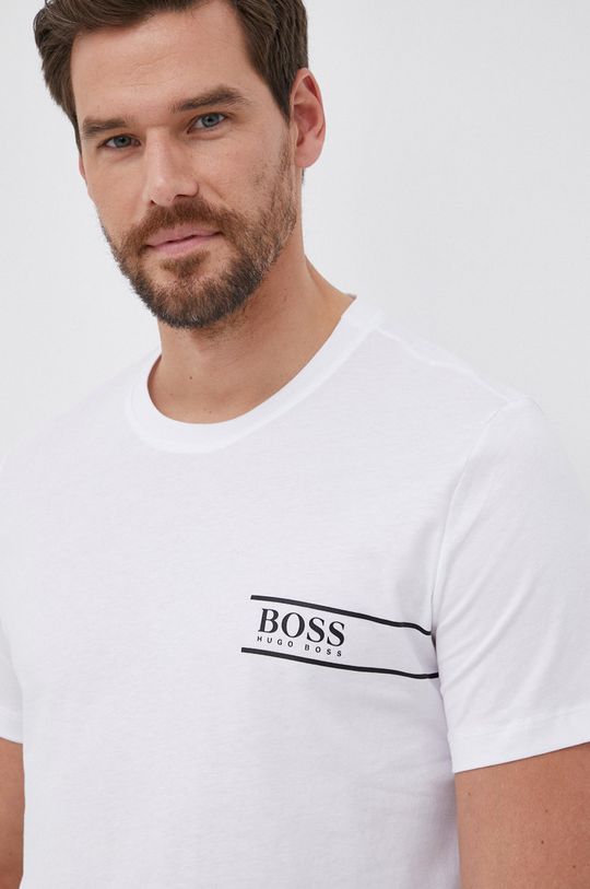 biały Boss T-shirt bawełniany Męski