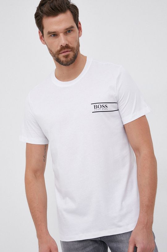 biały Boss T-shirt bawełniany