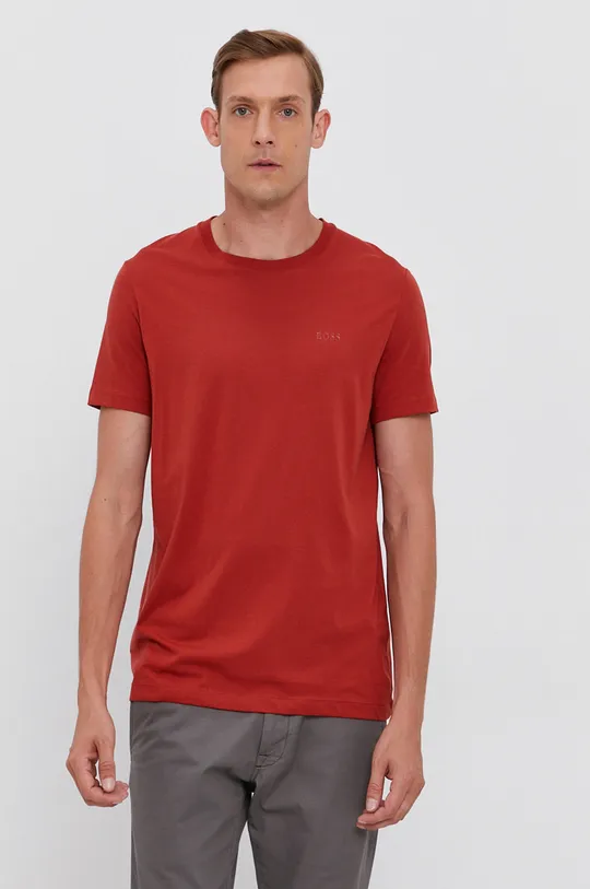 czerwony Boss T-shirt bawełniany 50333808