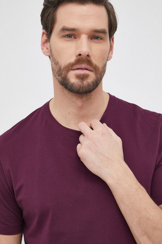 purpurowy Boss T-shirt bawełniany