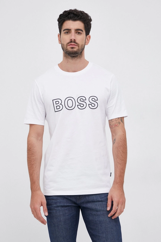 biały Boss T-shirt bawełniany 50458117 Męski