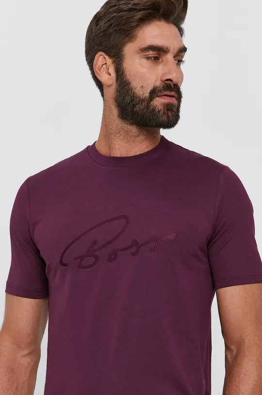 fioletowy Boss T-shirt bawełniany 50458117 Męski