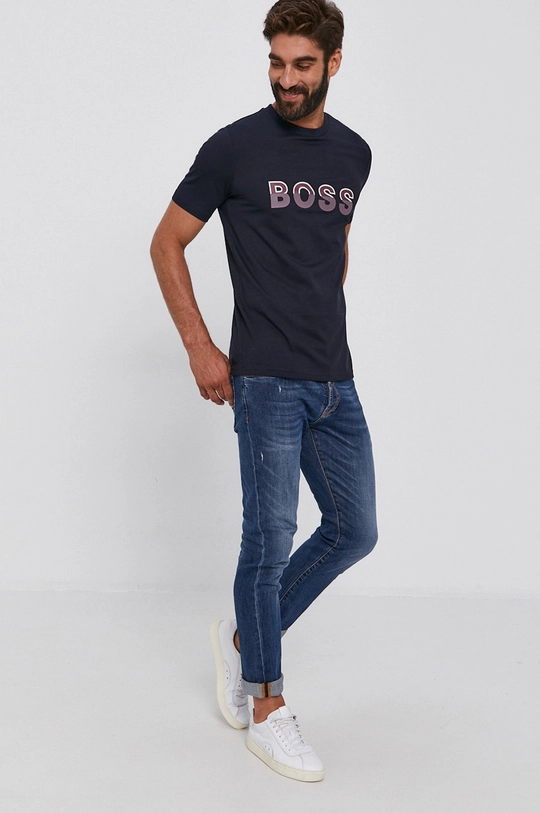 Boss T-shirt bawełniany 50458117 granatowy