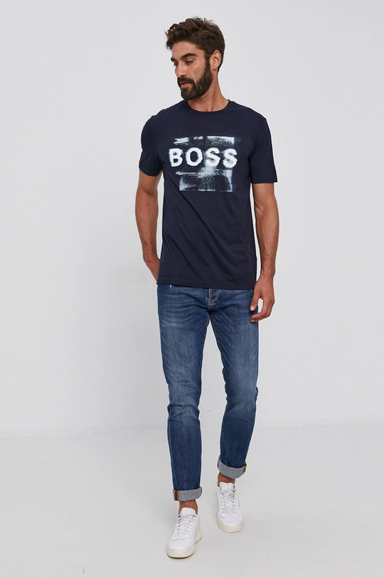 Boss T-shirt bawełniany Casual 50460579 granatowy