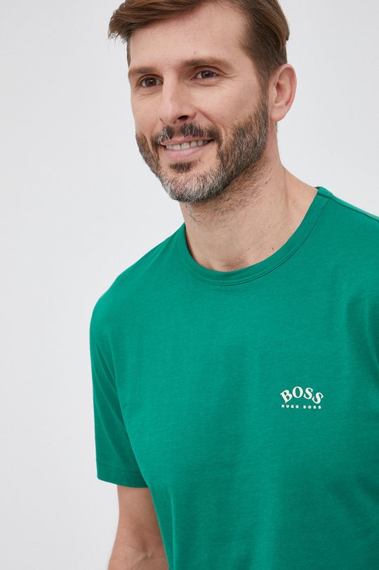 zielony Boss T-shirt bawełniany