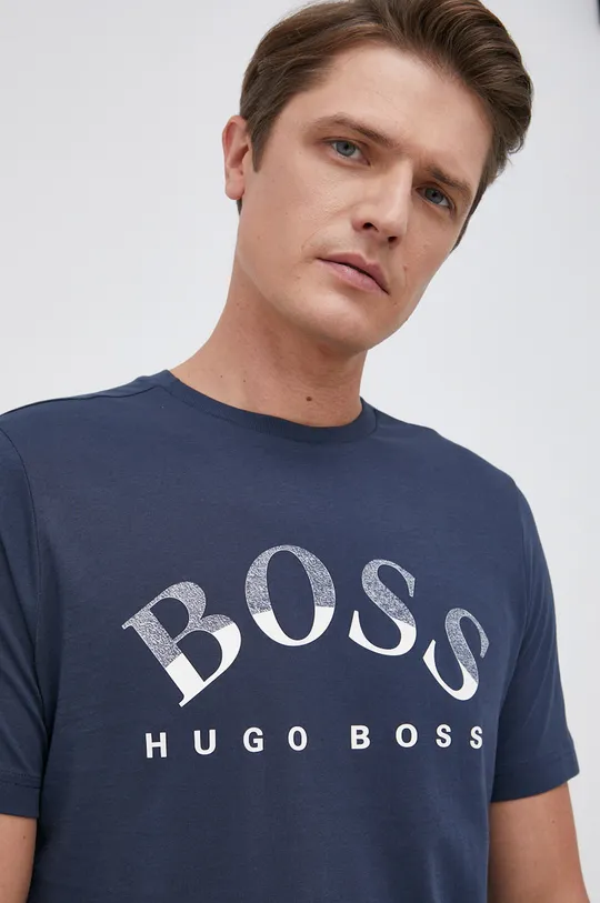 granatowy Boss T-shirt bawełniany 50455760