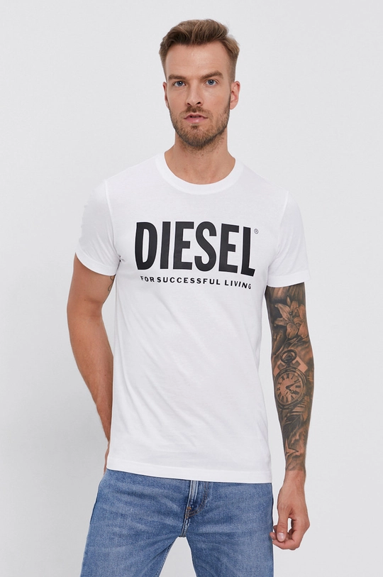 белый Хлопковая футболка Diesel Мужской