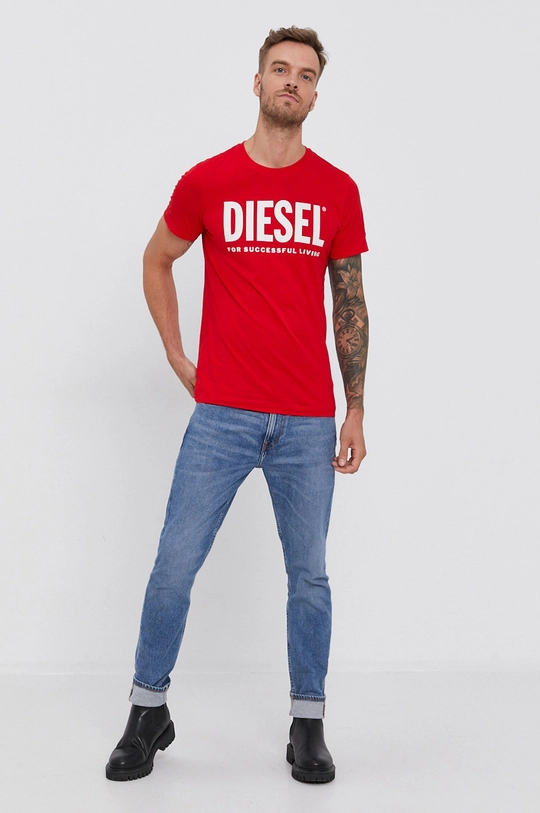 Diesel T-shirt bawełniany czerwony