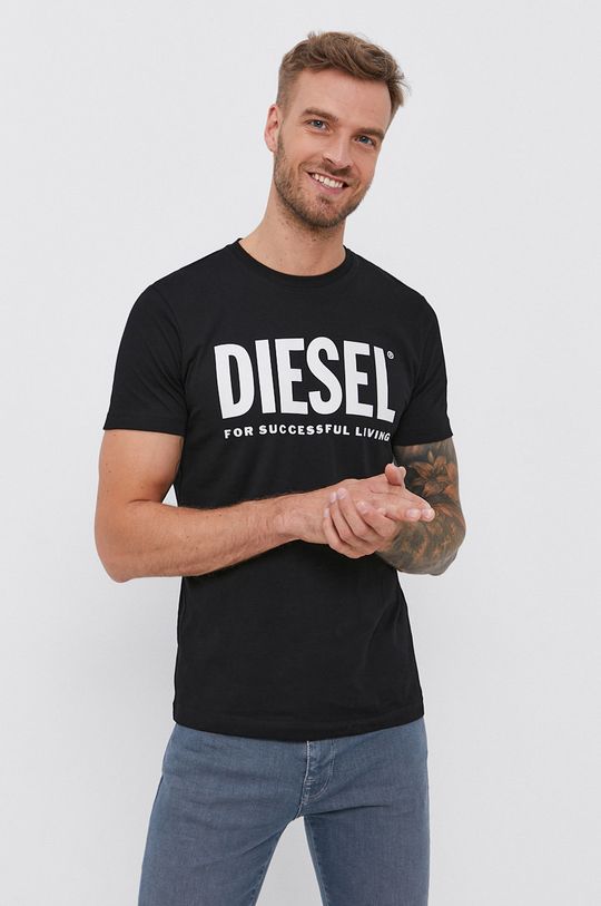 čierna Bavlnené tričko Diesel Pánsky