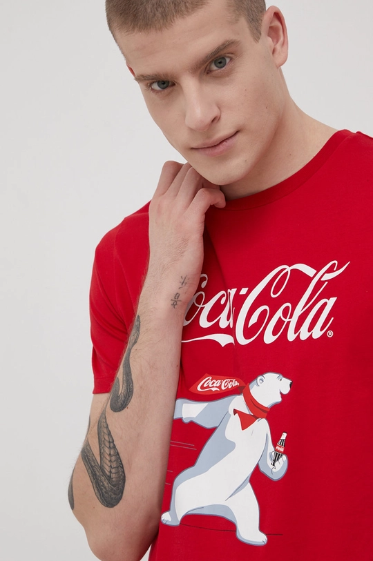 czerwony Produkt by Jack & Jones T-shirt bawełniany x Coca Cola Męski