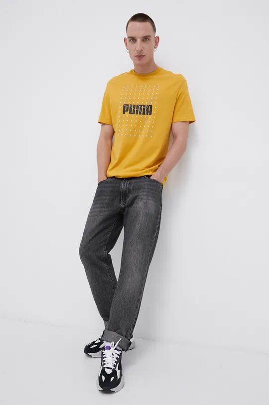 žltá Bavlnené tričko Puma 845849 Pánsky