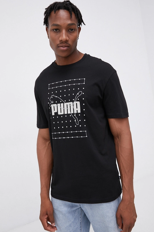 czarny Puma T-shirt bawełniany 845849 Męski