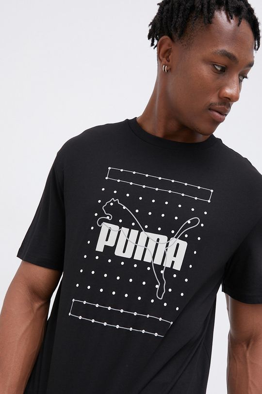 czarny Puma T-shirt bawełniany