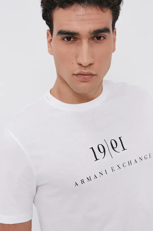 biały Armani Exchange T-shirt bawełniany 6KZTAH.ZJ5LZ