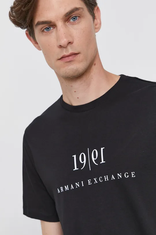 czarny Armani Exchange T-shirt bawełniany 6KZTAH.ZJ5LZ Męski