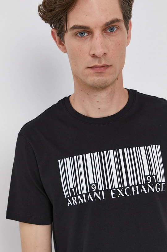 čierna Bavlnené tričko Armani Exchange