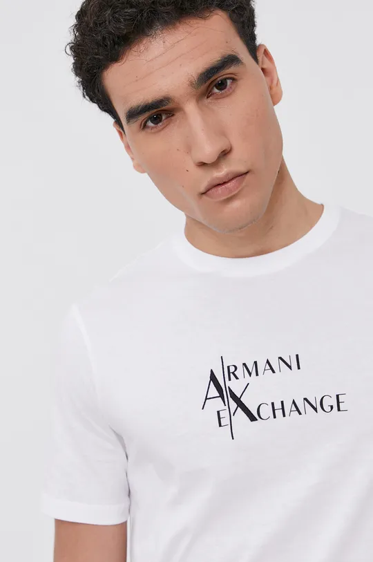 biały Armani Exchange T-shirt bawełniany 6KZTAX.ZJ5LZ Męski