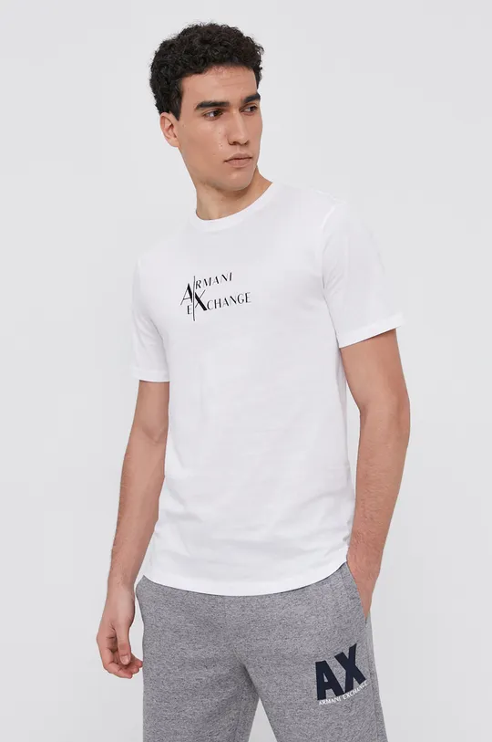 biały Armani Exchange T-shirt bawełniany 6KZTAX.ZJ5LZ