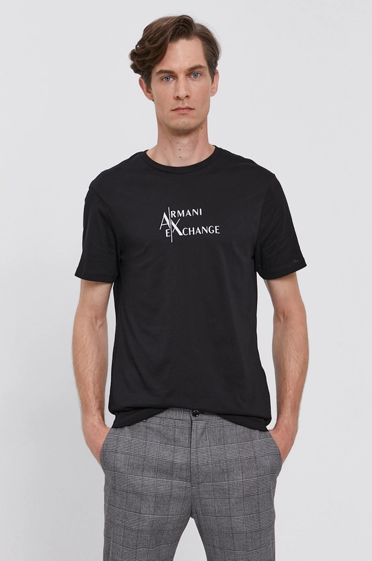 czarny Armani Exchange T-shirt bawełniany 6KZTAX.ZJ5LZ Męski