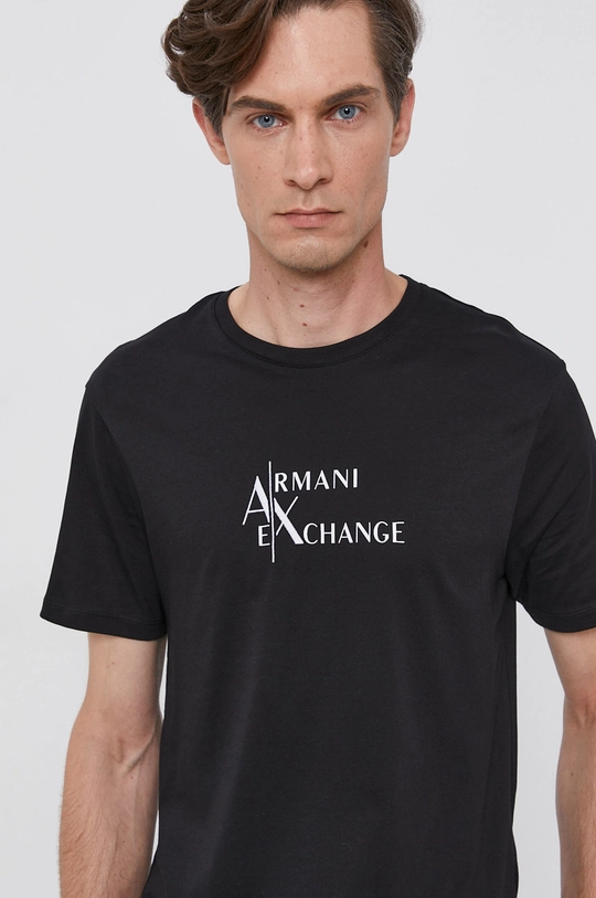 čierna Bavlnené tričko Armani Exchange