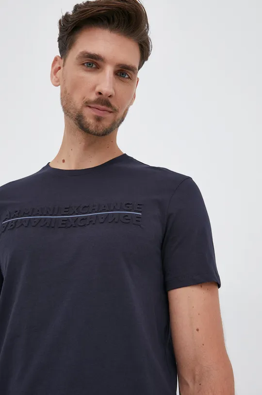 granatowy Armani Exchange T-shirt bawełniany 6KZTFM.ZJH4Z