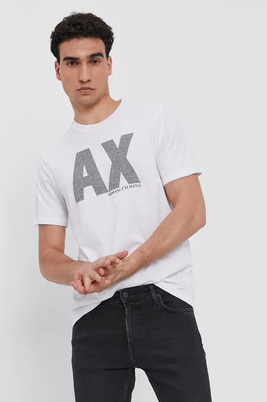 biały Armani Exchange T-shirt 6KZTFQ.ZJ6SZ Męski