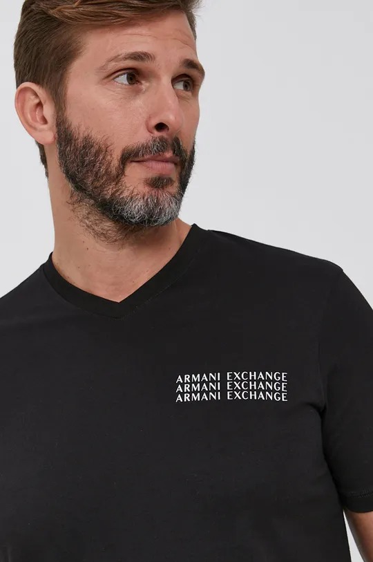 czarny Armani Exchange T-shirt bawełniany 6KZTGX.ZJBVZ
