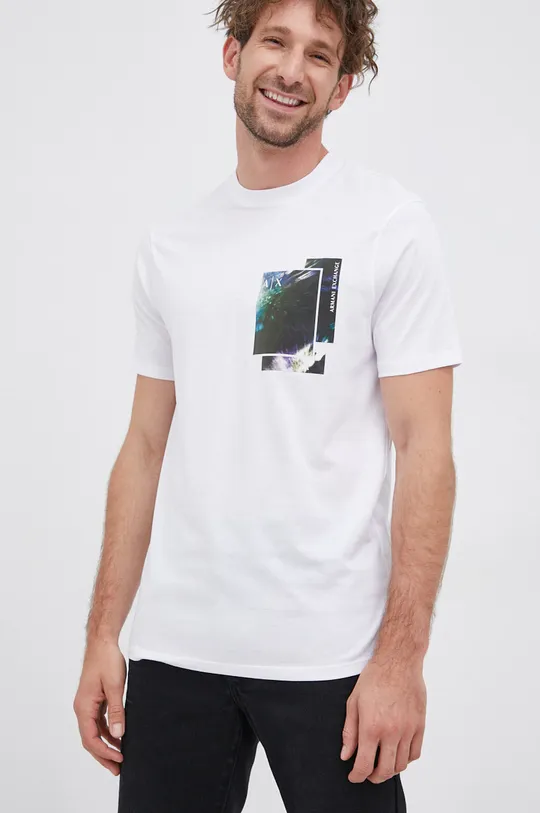 biały Armani Exchange T-shirt bawełniany 6KZTLD.ZJH4Z Męski