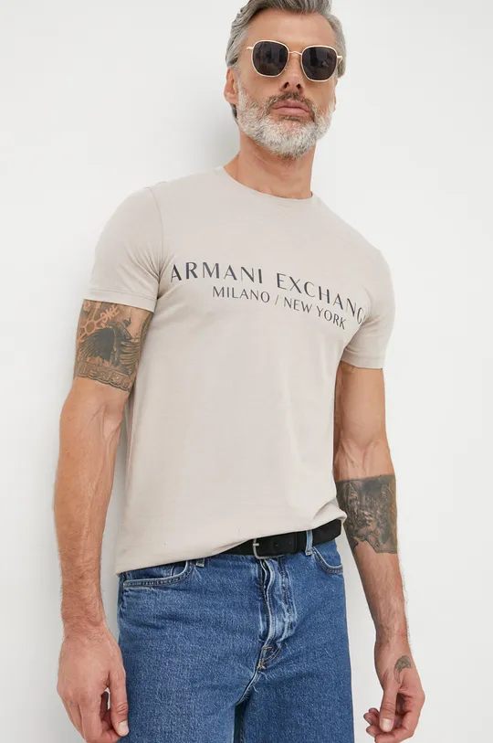 бежевий Бавовняна футболка Armani Exchange Чоловічий