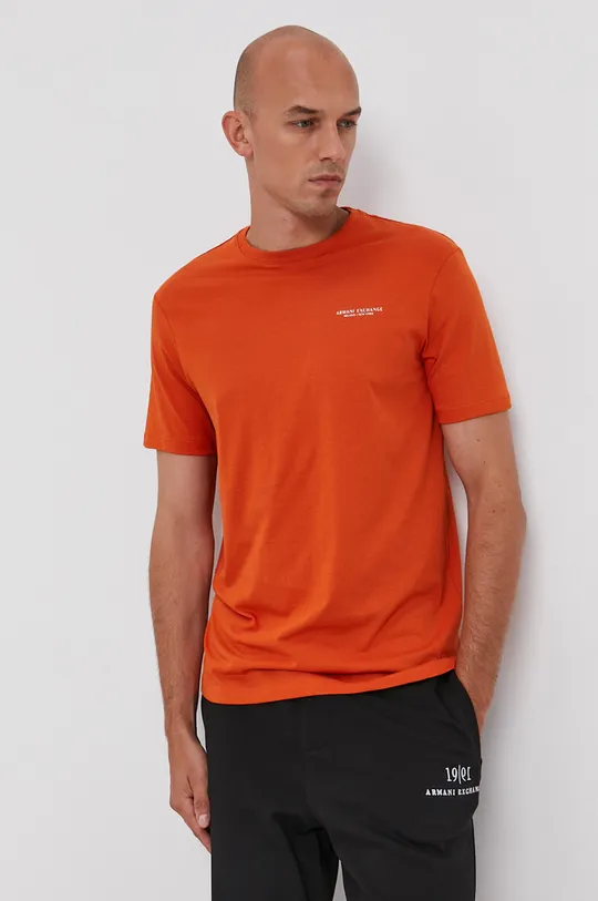оранжевый Хлопковая футболка Armani Exchange Мужской